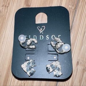 Windsor Silver and White Earrings Set